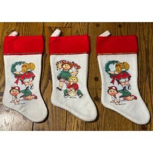 (3) Vintage 1984 Cabbage Patch felt Christmas stockings